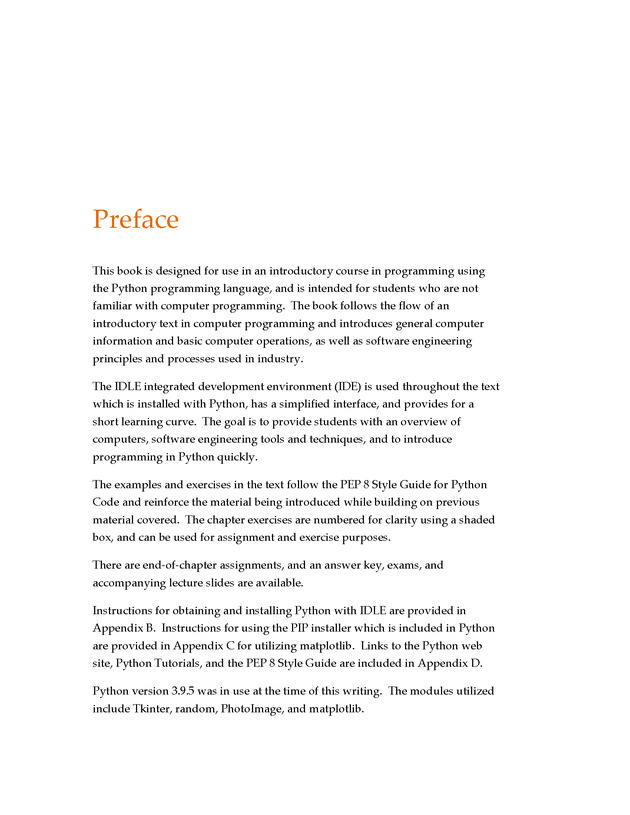 Introduction to Python Programming: Starting Out with IDLE - Preface 1